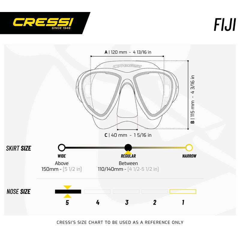 Cressi Fiji Unisex Adult Snorkel Mask, Black/Blue, One Size