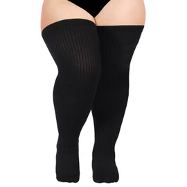 Moon Wood Plus Size Thigh High Socks for Thick Thighs- Womens Knit Cotton Extra Long Over the Knee High Socks Leg Warmer
