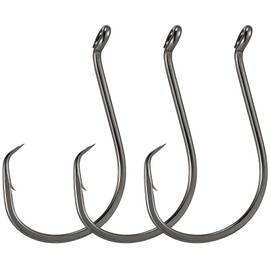 Dr.Fish 100 Pack Fishing Octopus Circle Hook Live Bait Hook Black Nickel Sharp Offset Wide Gap Surf Fishing Catfish Bass Carp Bluegill Tuna Freshwater Saltwater #2