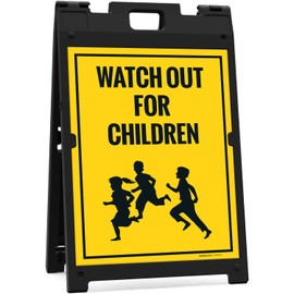 Watch Out For Children Sidewalk Sign Kit, 18x24 Inches, With A Frame Stand, Made in USA
