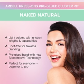 Ardell Naked Press On Lashes Underlash Extensions - Pre-Glued Natural Cluster Lashes, No Glue Needed Self Adhesive Eyelashes for All Day Wear, 12 Lash Clusters