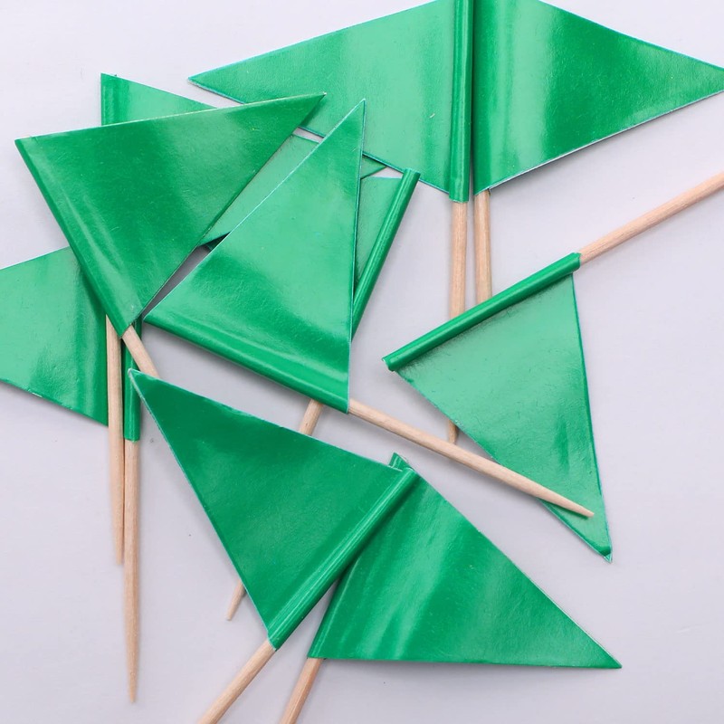 stidsds Solid Green Cupcake Toppers Flags Mini Small Plain Green