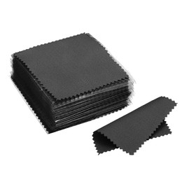 PATIKIL 3.15 x 3.15 Inch Jewellery Cleaning Cloth Pack of 50 Individually Packed Double-Sided Microfibre Polishing Cloth for Silver Gold Brass Platinum Jewellery Black