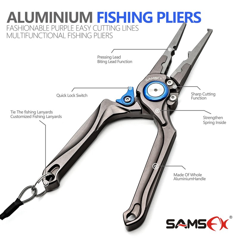 SAMSFX Fishing Pliers, Muti-Function Fly Fishing Tools, 8" Saltwater Resistant