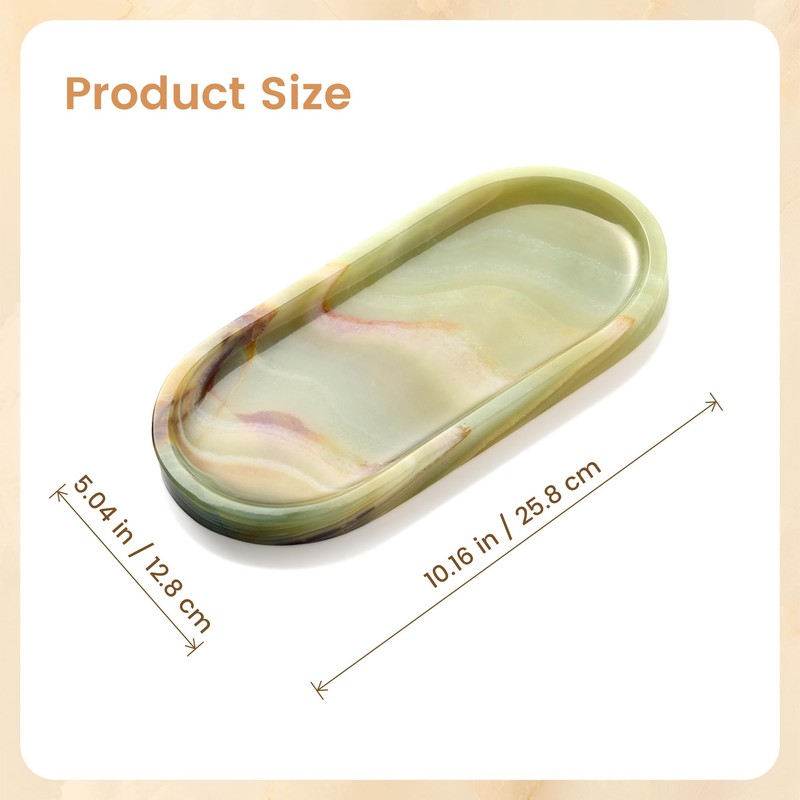 GarnCeilo Natural Marble Decorative Tray, 9.8”x4.4”, Green