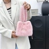 MEGAUK Women's Autumn Winter Bucket Bag, Faux Fur Handbag, Fluffy