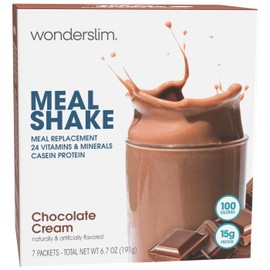 WonderSlim Meal Replacement Shake, Chocolate Cream, 15g Protein, 24 Vitamins & Minerals, Gluten Free (7ct)