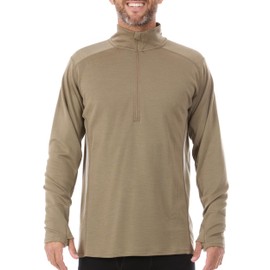 100% Merino Wool - Men’s Midweight Quarter Zip - Warm Pullover - Midlayer - Tan 499 - Medium