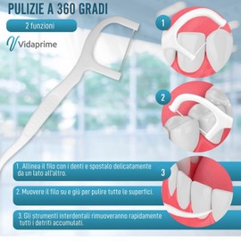 VidaPrime Filo Interdentale con Manico Comfort - Forcella Interdentale Riutilizzabile, Confezione da 200 Pezzi - Filo Interdentale per Bambini e Adulti, Forcelle Interdentali, Pulizia Dentale.