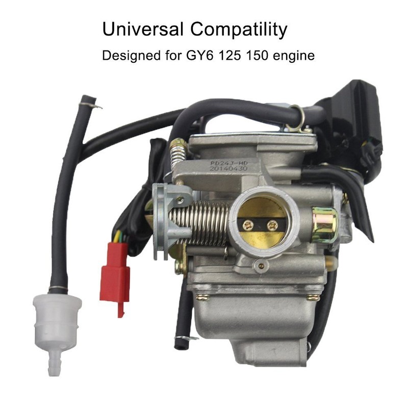 GOOFIT PD24J Carburetor 24mm Carb for 4 Stroke GY6 125cc