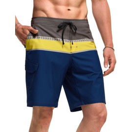 TSLA Men's Swim Trunks, Quick Dry Swimming Beach Board Shorts, Lightweight Swimwear Bathing Suits with Pockets, No Liner/Flow Peacock Blue, 42