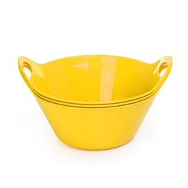 Mintra Home Plastic Bowls with Handles (970ml Small 3pk, Yellow)