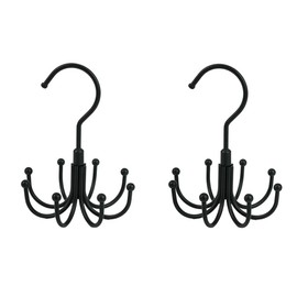 MTSDM 2Pcs Vest Hanger, Rotatable Belt Tie Hanger Organizer Rack, Space Saving Wardrobe Hanging Rotating Coat Hook Perfect for Hanging Ties, Bras, Vests, Tank, Scarf, 360° Rotation, Black