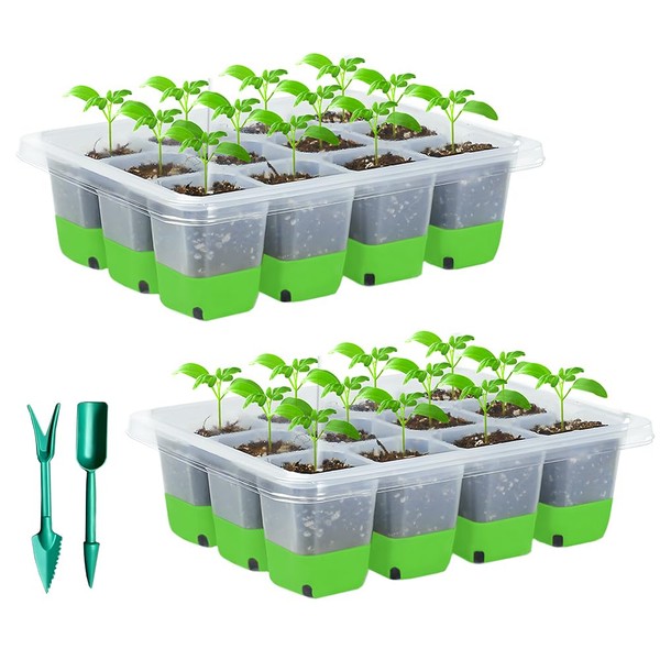 Silkwish Pack of 2 Propagation Plate, Pot Plate, Reusable Propagation Plate, Mini Greenhouse Propagation Trays for Plants, Plant Growing with Flexible Pop-Out Cells for Plants
