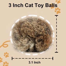 MeowAroma Rabbit Fur Cat Toys Balls 3-Pack, 3-Inch Soft Fluffy Catnip Balls for Indoor Cats, Furry Interactive Toys to Stimulate Hunting Instinct, Chase & Pounce Play, Interactive Bonding