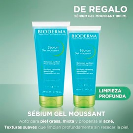 BIODERMA, Kit Limpieza Profunda, Sébium Gel Moussant, Limpiador Facial, Skincare Piel Grasa, 2 Tamaños, 100ML y 200ML