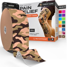 Kinesiology Tape-Incredible Support for Athletic Sports and Recovery + Free Taping Guide-Uncut 2 inch 100 feet Roll (Forest Camo + Free Taping Guide, Pack of 1)