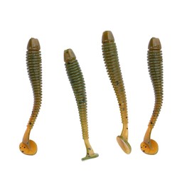 Akozon Fishing Soft Lures, 50PCS 5cm Soft Plastic Fishing Lures T Tail Grub Baits Fish Tackle Accessory Tail Swim Baits (Black)