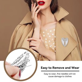 Angel Wings Brooches for Women, 4PCS Brooches and Pins for Women Mens Brooch Pins for Suits Rhinestone Brooch Pin Guardian Angel Pin for Women Girl Biker Jewelry Drive Safe Gift