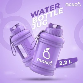 MANGO 2.2L Water Bottle With Straw and Time markings - BPA Free Xl Jug - Extra Large Durable Sports Bottles With Flip Cap - Ideal For Gym and Bodybuilding - Large Sports Reusable Water Bottle (Lilac)