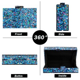 Bolsos de noche para mujer, de acrílico, multicolor, bolsos y bolsos de hombro, cruzados, formal, boda, fiesta de graduación, Mixto azul, Talla unica