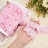 GORGECRAFT 5m*50mm Double Layer Chiffon Lace Edge Trim Pink Pleated