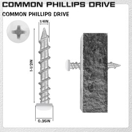 Blulu 100 Pcs Drywall Anchors 1/4 x 1-1/2 Inch White Pan Head Alloy Steel Light Wall Anchors Heavy Duty Self Drilling Screws for Drywall, Wood and Other Masonry Materials