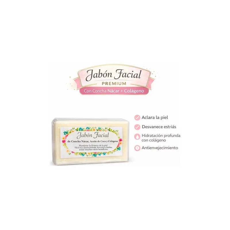 Jabón Natural Concha Nacar Coco Colágeno 100gr Crema Rosita