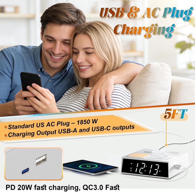 Multi-Functional Sleep Sound Machine with Clock, 41 Built-in Soothing White