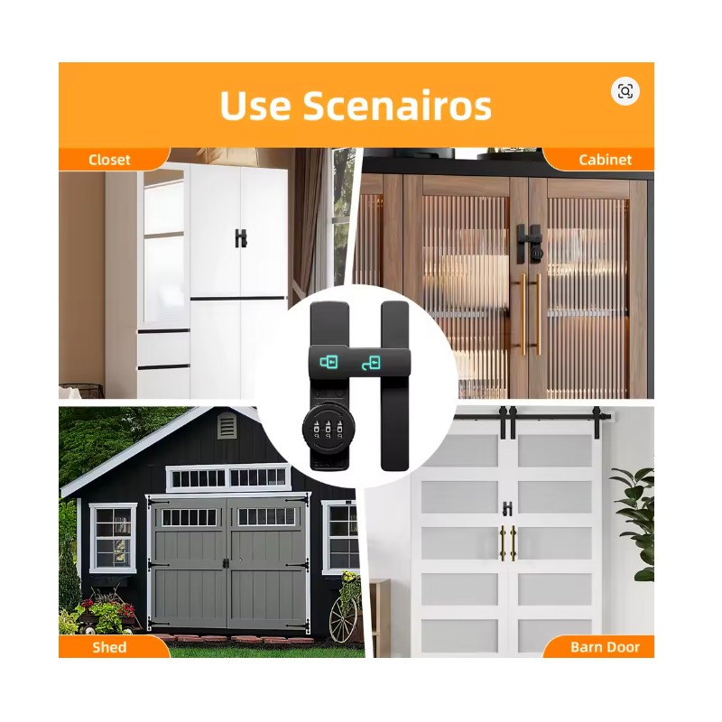 Toolzia Sliding Barn Door Lock - 3-Digit Combination Deadbolt