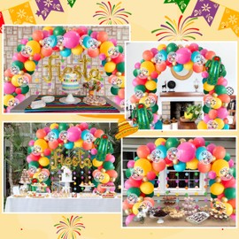 Geefuun Cinco De Mayo Fiesta Party Decorations - Mexican Themed Balloons Garland Arch Kit + Circle Dot Garland for Birthday Decor Supplies (No Air Pump)