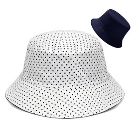 DIYDECAL Summer Bucket Hat,Beach Sun Hat Double-Sided Fisherman Hat for Men Women Polka Dot