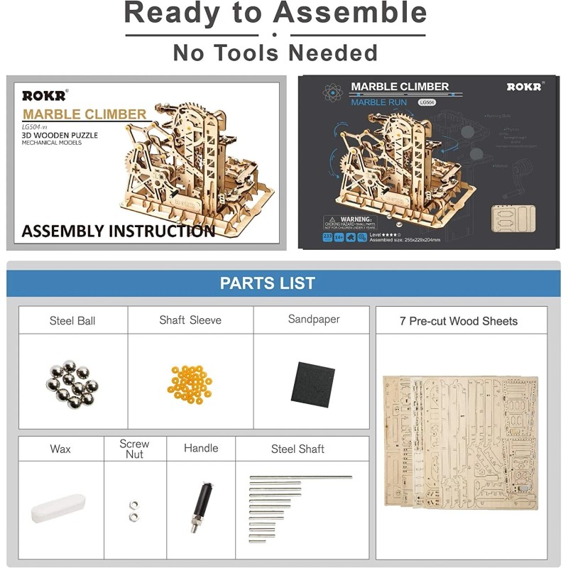 ROKR 3D Wooden Puzzle Brain Teaser Toys Mechanical Gears Kit