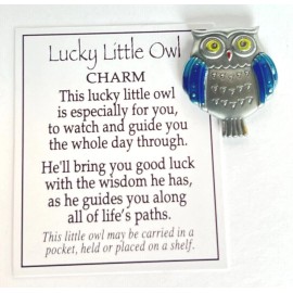 Ganz  "Lucky Little Owl" Charm Pocket Token +Card Pick Blue Red or Yellow - Blue