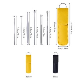 Zittop 12Pcs Ear Pick Earwax Removal Kit with PU Leather Case, 360 Degree Stainless Steel Spiral Design Canal Care (Orange - Black)