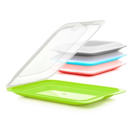 High-Quality Food Storage Boxes, Food Storage Containers for Cold Cuts, Fresh System, Ideal Storage in the Refrigerator, Dimensions 17 x 3.2 x 25.2 cm (4x Basic)