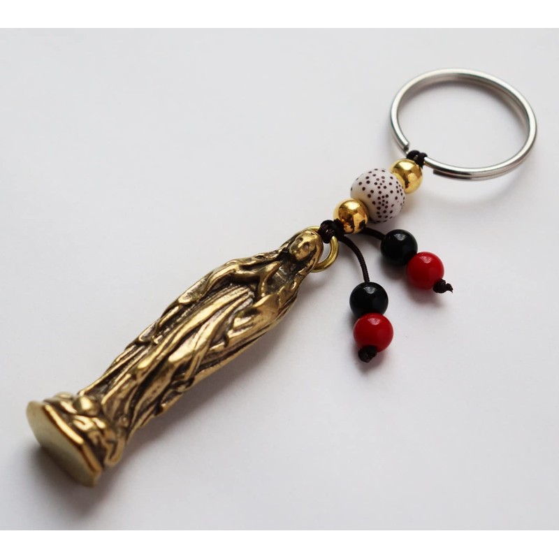 [SunAge] Virgin Mary Keychain Lanyard Christian Alloy Key Ring, gold