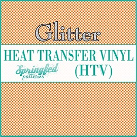 Mini Orange & White Checkered Pattern #1 Glitter HTV 12x18 Sheet Heat Transfer Vinyl Checks Print