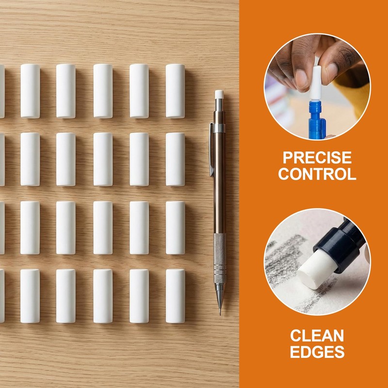 Lekgavd 40 Pcs White Refill Erasers for Propelling Pencils, Universal