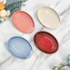 LIHOOOOM Ceramic Spoon Rest for Kitchen Counter, 6" Modern Pink