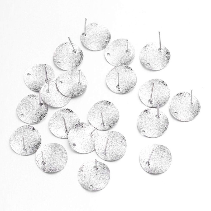 MILISTEN 20pcs Stainless Steel Earrings Posts Round Blank Peg Earrings