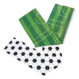 Kisangel 2pcs Football Themed Tablecloth Plastic Soccer Party Supplies Table Cover for Home Kitchen and Birthday Decor Elegant Checkered with Grass