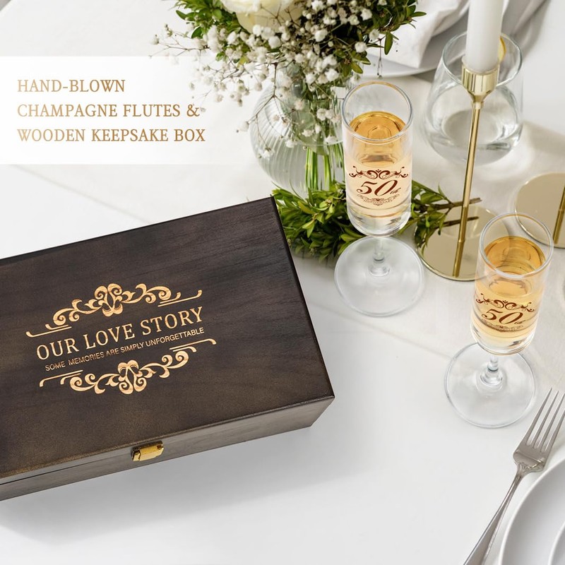 Urllinz 50th Wedding Anniversary Champagne Flutes Gifts-50th Anniversary Decorations,Best Anniversary