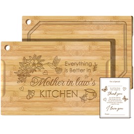 Anvianthor Mothers Day Gifts for Mother In Law - 16X12 Large Bamboo Cutting Board, Mother In Law Birthday Gifts for Her, Special Christmas Gift for Mother In Law from Son In Law Daughter In Law