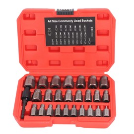 27Pcs Screw Extractor Set, Hex Head Multi Spline Screw Remover Set for Broken Rusty Screw, Left Hand Drill Bit Set Easy Out Bolt Extractor Set for Remove Stripped Screws