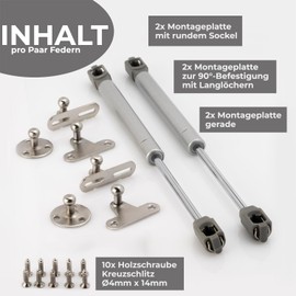ID Dinkel Gas Spring 4 Pieces Mechanical Gas Lift 50N Gas Pressure Damper Flap Fitting Compression Spring Hinge Door Damper Shock Absorber Spring Damper Flap Holder Cabinet Door Damper