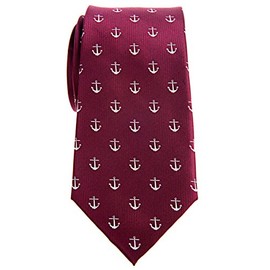 Retreez Classic Anchor Pattern Woven Microfiber 3.15" Men's Tie - Burgundy