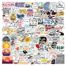 100PCS Spanish Bible Verse Stickers Vinyl Waterproof Spanish Inspirational Stickers Jesus Stickers for Water Bottle Mobile Phone Laptop Clipbook Christian Bible Aesthetic Stickers for Adult Teens Kids