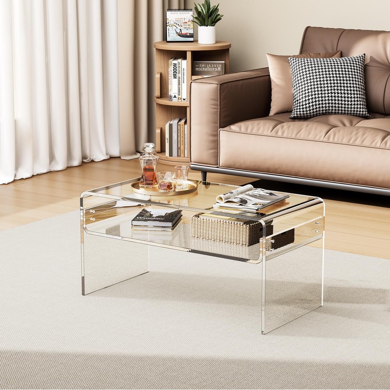 solaround Acrylic Coffee Table for Living Room Clear Rectangle Lucite