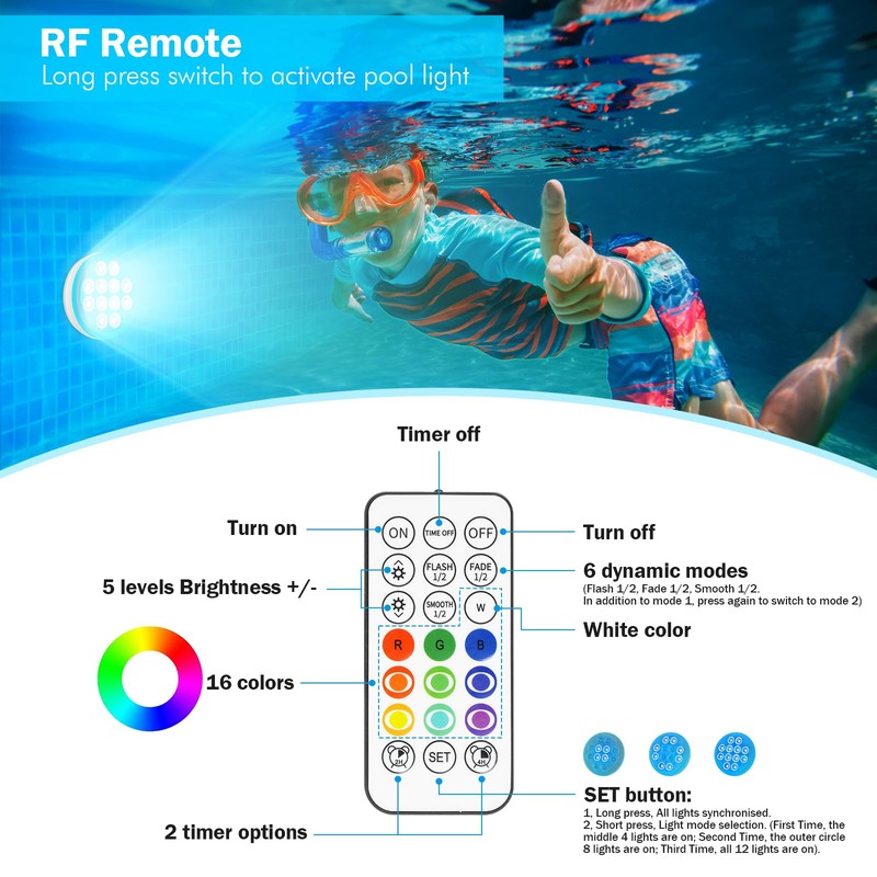 Pool Lights, 2025 Upgraded Ultra-High Brightness Rechargeable Submersible Pool Lights